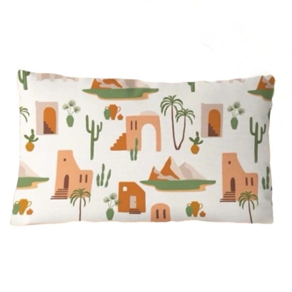 Pillow Cover Southwestern Cactus Buildings Western Zip Rectangle 19.7 X 11.8 - Picture 3 of 15